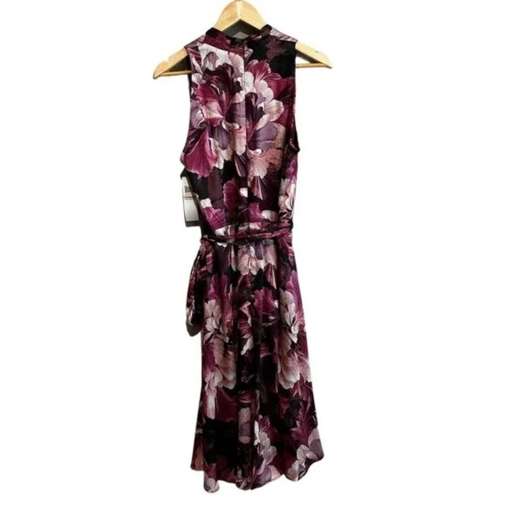 NWT London Times Pink Floral Crepe Vneck Sleeveless Dress 12 - Picture 3 of 12